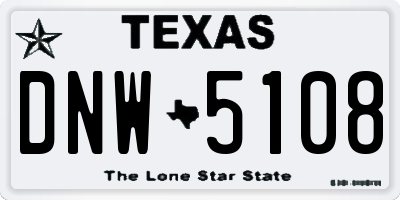 TX license plate DNW5108