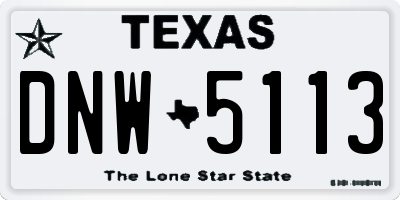 TX license plate DNW5113