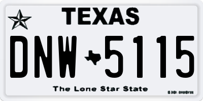 TX license plate DNW5115