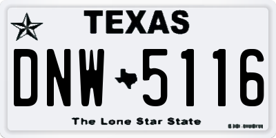 TX license plate DNW5116