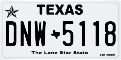 TX license plate DNW5118