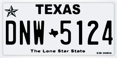 TX license plate DNW5124
