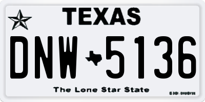 TX license plate DNW5136