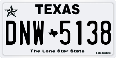 TX license plate DNW5138