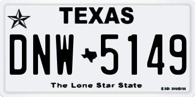 TX license plate DNW5149