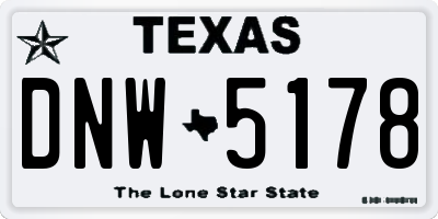 TX license plate DNW5178
