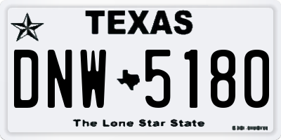 TX license plate DNW5180