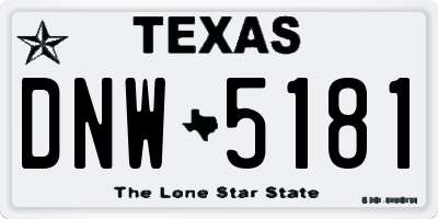 TX license plate DNW5181