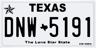 TX license plate DNW5191