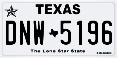 TX license plate DNW5196