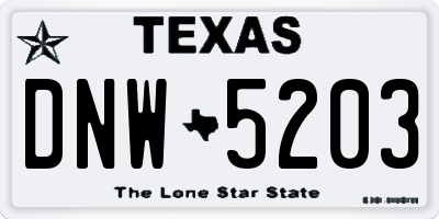 TX license plate DNW5203