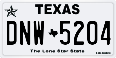 TX license plate DNW5204