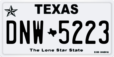 TX license plate DNW5223
