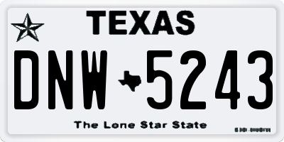 TX license plate DNW5243