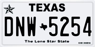 TX license plate DNW5254