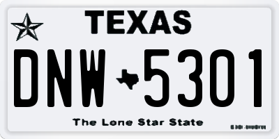 TX license plate DNW5301