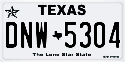 TX license plate DNW5304