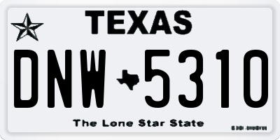 TX license plate DNW5310