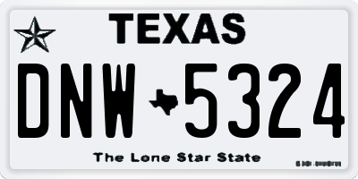 TX license plate DNW5324
