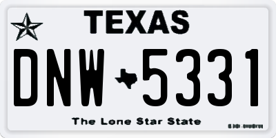 TX license plate DNW5331