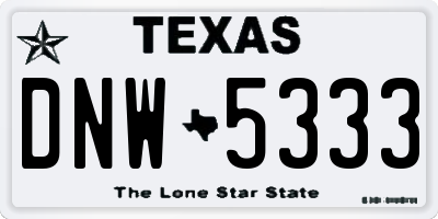TX license plate DNW5333
