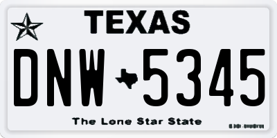 TX license plate DNW5345