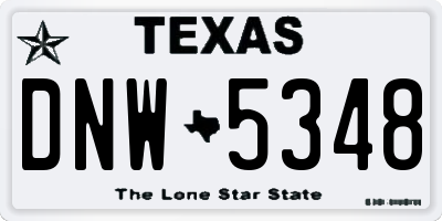 TX license plate DNW5348