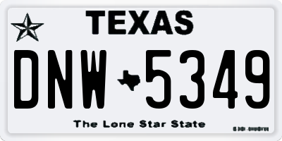 TX license plate DNW5349