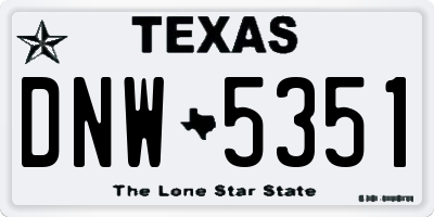 TX license plate DNW5351
