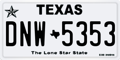 TX license plate DNW5353
