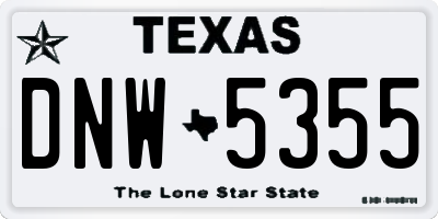 TX license plate DNW5355