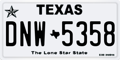 TX license plate DNW5358