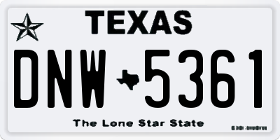 TX license plate DNW5361