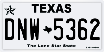 TX license plate DNW5362