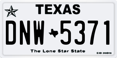 TX license plate DNW5371