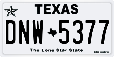 TX license plate DNW5377