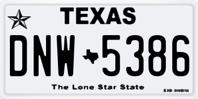 TX license plate DNW5386
