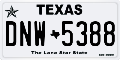 TX license plate DNW5388