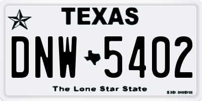 TX license plate DNW5402
