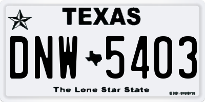 TX license plate DNW5403