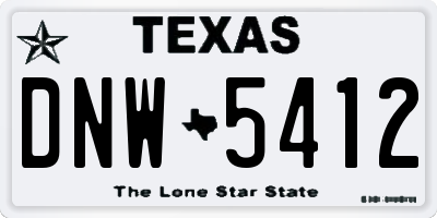 TX license plate DNW5412