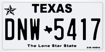 TX license plate DNW5417