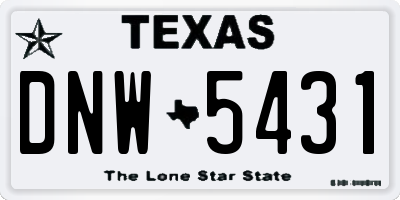 TX license plate DNW5431