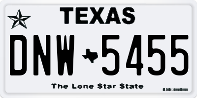 TX license plate DNW5455