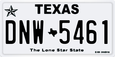 TX license plate DNW5461