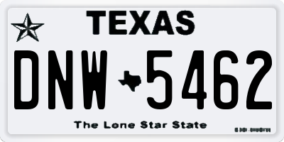 TX license plate DNW5462