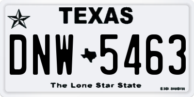 TX license plate DNW5463
