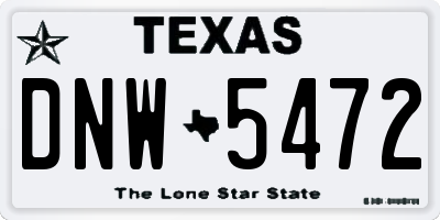 TX license plate DNW5472