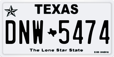 TX license plate DNW5474