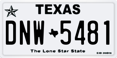 TX license plate DNW5481